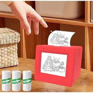 Kids Instant Print Thermal Camera Printer Red Portable Inkless Toy